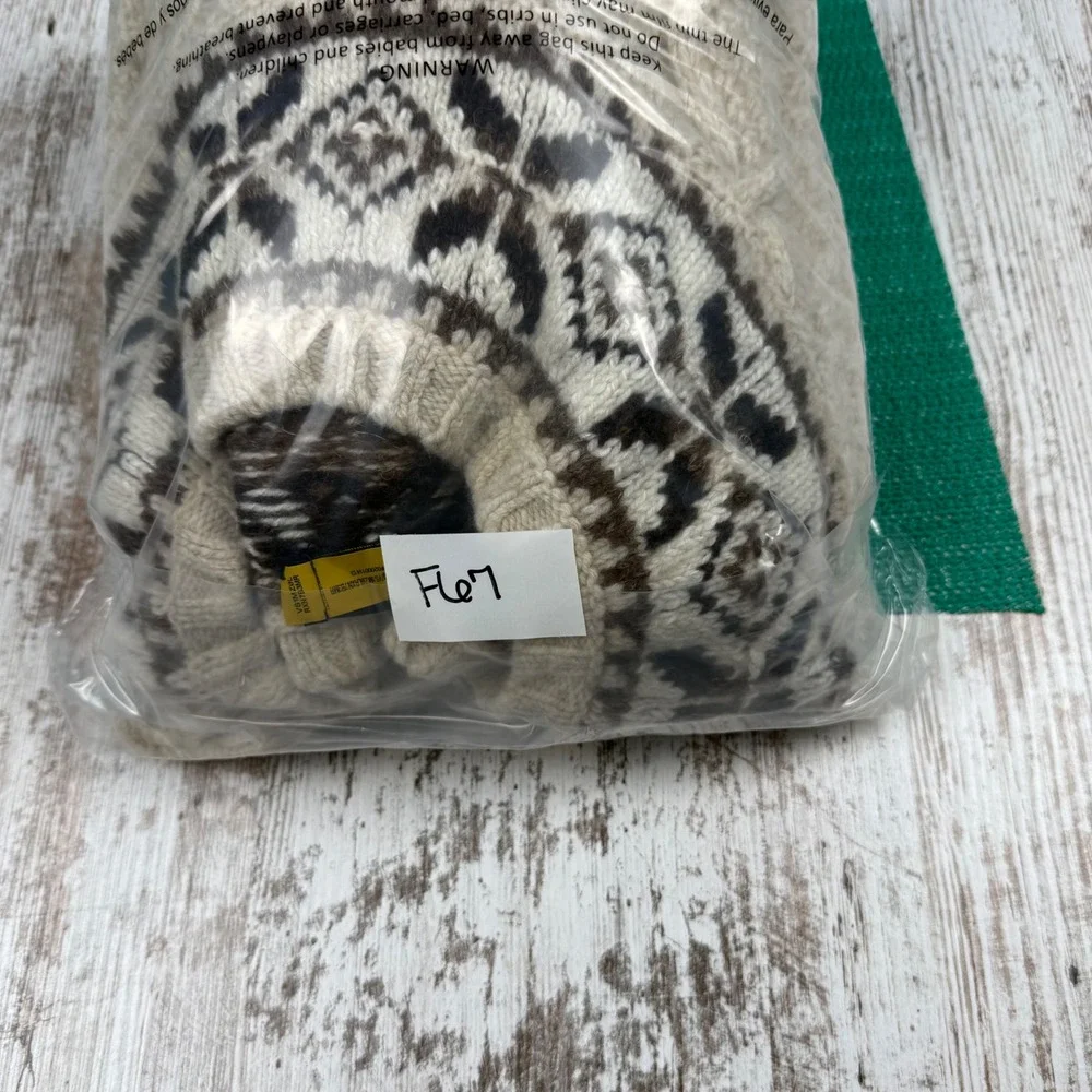 Polo Ralph Lauren 100% Wool Cable Knit Fair Isle Sweater Cream XXL Mens Nordic